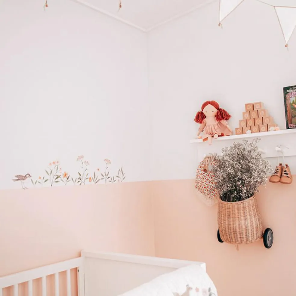 Stickers Oh deer fleurs oranges et jaunes (29,7 x 42 cm)