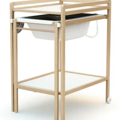 Table à Langer avec baignoire en bois de hêtre verni Essentiel