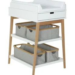 Table à langer Hip avec tiroir Blanc-Naturel