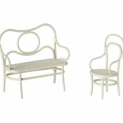 Table banc & chaise Souris Small Blanc cassé
