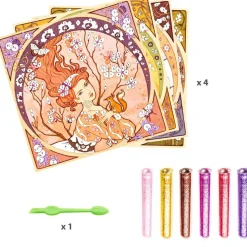 Tableaux à pailleter Inspired by Alfons Mucha