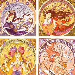 Tableaux à pailleter Inspired by Alfons Mucha