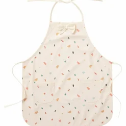 Tablier de cuisine nœud papillon en tissu imperméable terrazzo