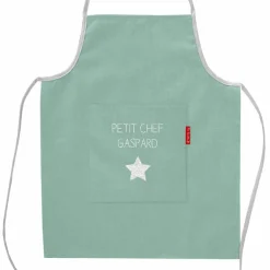 Tablier enfant en lin Vert amande (personnalisable)