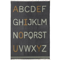 Tapis Alphabet rectangulaire gris (100 x 140 cm)