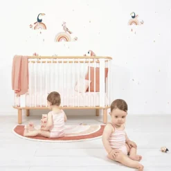 Tapis coton Paradisio arc en ciel orange et rose (120 x 70 cm)