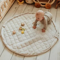 Tapis de jeu 2 en 1 Noomad Organic Soft Stripes Blue