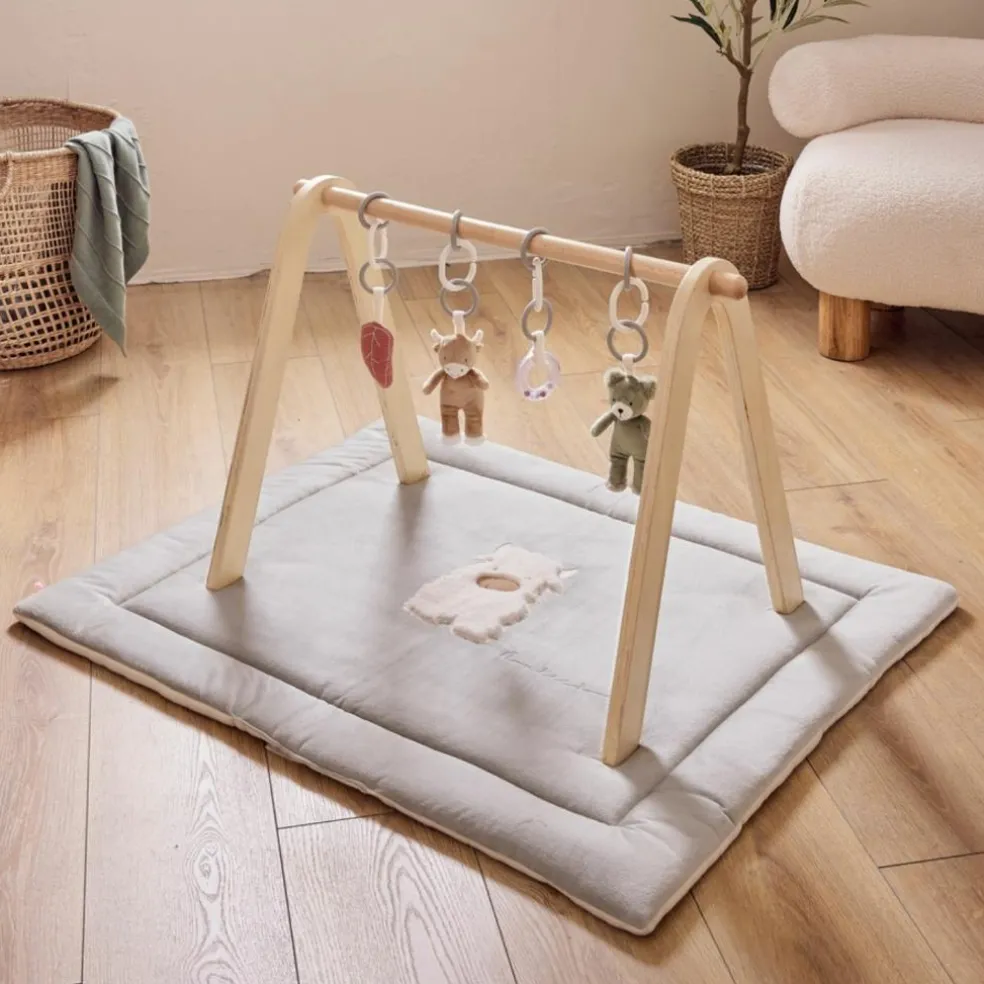 Tapis de parc réversible gaze de coton bio Fluffy (75 x 95 cm)