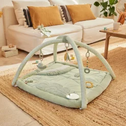 Tapis d'éveil ouatiné soft boa avec arche de jeux vert