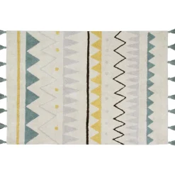 Tapis lavable azteca naturel vintage bleu (120 x 160 cm)