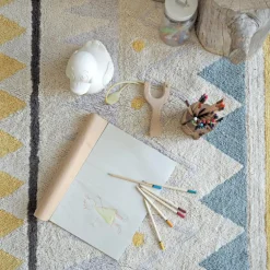 Tapis lavable azteca naturel vintage bleu (120 x 160 cm)