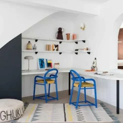 Tapis lavable azteca naturel vintage bleu (120 x 160 cm)