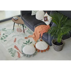 Tapis lavable Botanic Plants sur fond écru (140 x 200 cm)