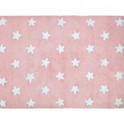 Tapis lavable Etoiles rose (120 x 160 cm)