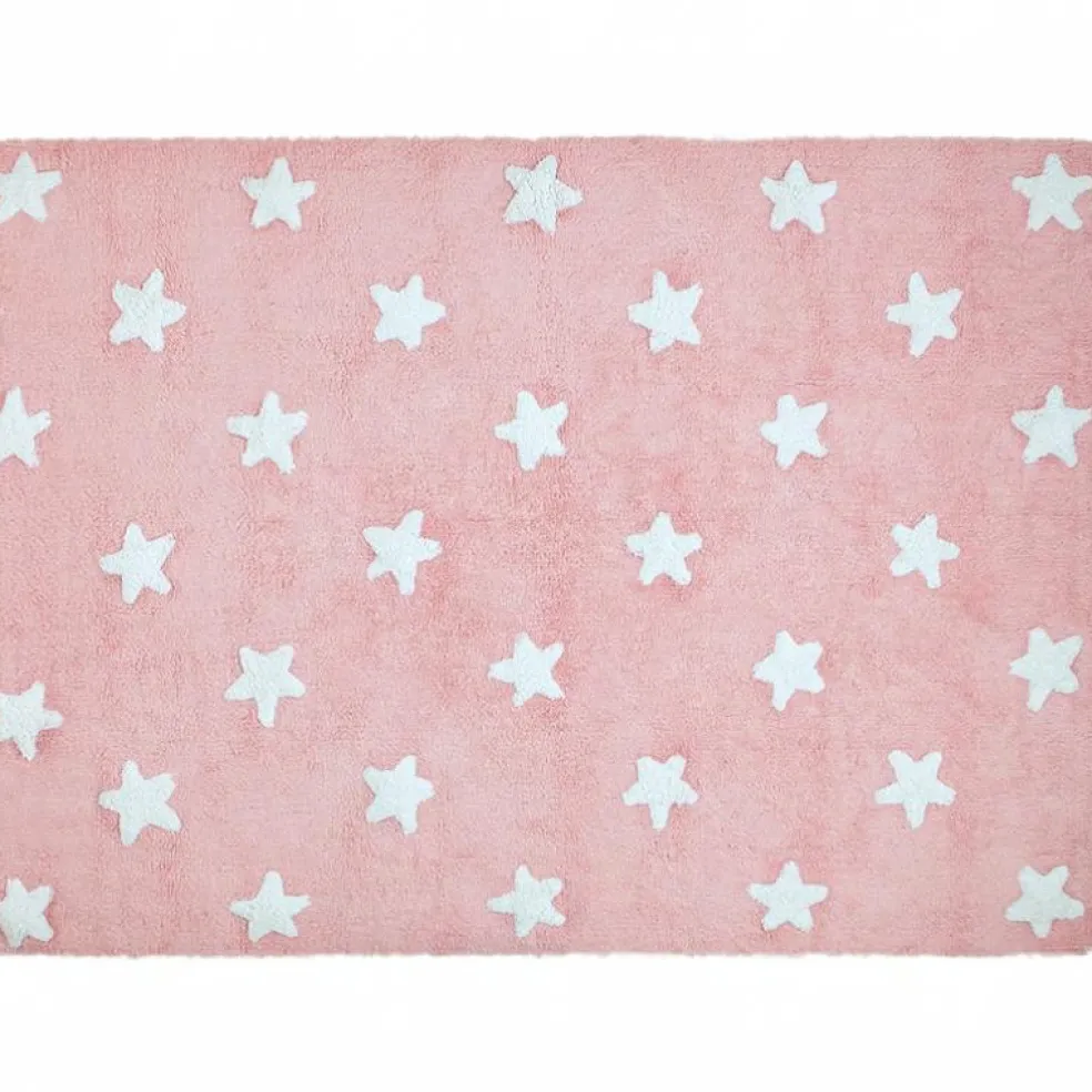 Tapis lavable Etoiles rose (120 x 160 cm)