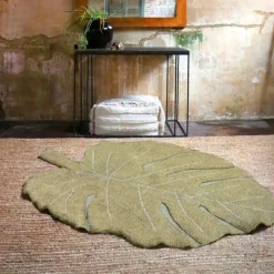 Tapis lavable Monstera olive (120 x 180 cm)