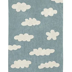 Tapis lavable nuages vintage bleu (120 x 160 cm)