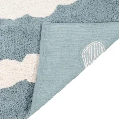 Tapis lavable nuages vintage bleu (120 x 160 cm)