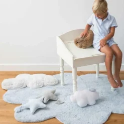 Tapis lavable Puffy Dream bleu (110 x 170 cm)