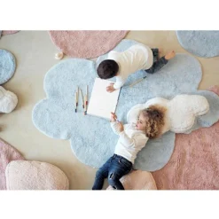 Tapis lavable Puffy Dream bleu (110 x 170 cm)