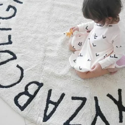 Tapis lavable rond abc naturel noir (diamètre 150 cm)