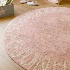 Tapis lavable rond ABC vintage nude (150 cm)