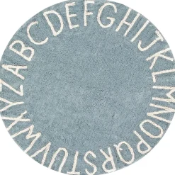 Tapis lavable rond ABC vintage bleu (150 cm)