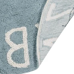 Tapis lavable rond ABC vintage bleu (150 cm)