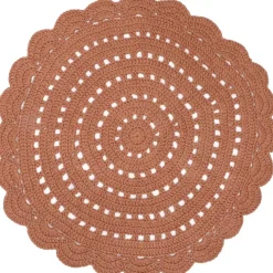Tapis lavable rond Alma crochet ambre lavable en machine (120 cm)