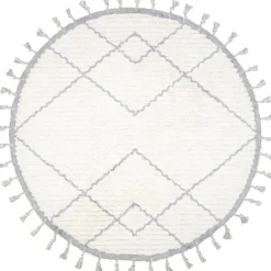 Tapis lavable rond Côme écru et gris (120 cm)
