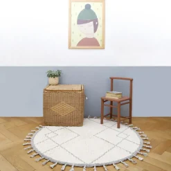 Tapis lavable rond Côme écru et gris (120 cm)