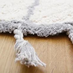 Tapis lavable rond Côme écru et gris (120 cm)