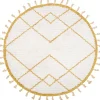 Tapis lavable rond Côme écru et mangue (120 cm)