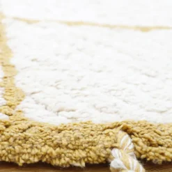 Tapis lavable rond Côme écru et mangue (120 cm)