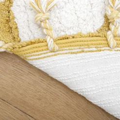 Tapis lavable rond Côme écru et mangue (120 cm)