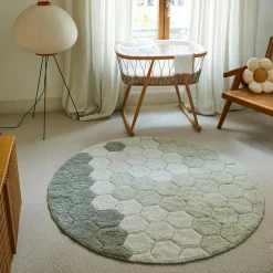Tapis lavable rond Honeycomb Blue Sage (140 cm)