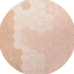 Tapis lavable rond Honeycomb Rose (140 cm)