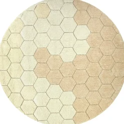 Tapis lavable rond Honeycomb Golden (140 cm)