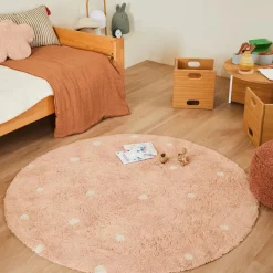 Tapis lavable Round Dot Rose (140 cm)