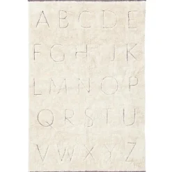 Tapis lavable RugCycled® ABC en coton naturel (90 x 130 cm)