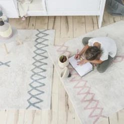 Tapis rectangulaire Atlas écru et bleu (120 x 160 cm)