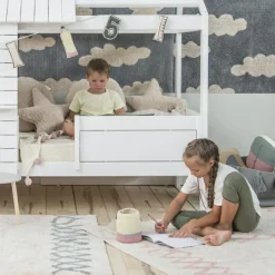 Tapis rectangulaire Atlas écru et bleu (120 x 160 cm)