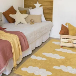 Tapis rectangulaire Clouds nuage jaune (120 x 160 cm)