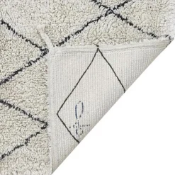 Tapis rectangulaire lavable en coton naturel Mini Bereber noir (70 x 100 cm)