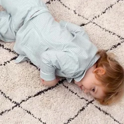 Tapis rectangulaire lavable en coton naturel Mini Bereber noir (70 x 100 cm)