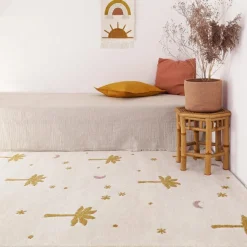 Tapis rectangulaire Little Palm palmier Miel (120 x 170 cm)