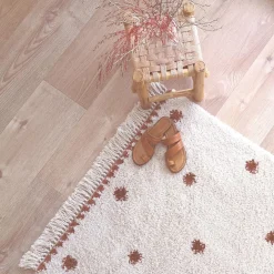 Tapis rectangulaire pois terracotta Wooly (100 x 150 cm)