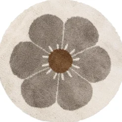 Tapis rond Bohemian daisy taupe