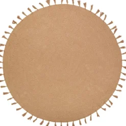 Tapis rond tressé avec fil doré Lisette (140 cm)