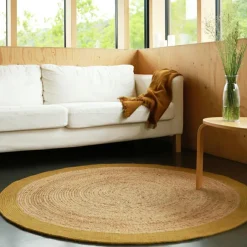 Tapis rond Yhuki en jute et laine Mangue (140 cm)